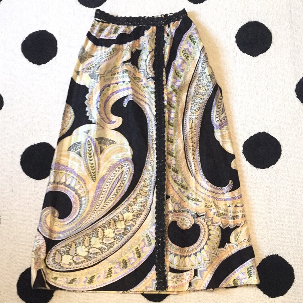 Vintage GENO Multi Color Paisley Maxi Skirt